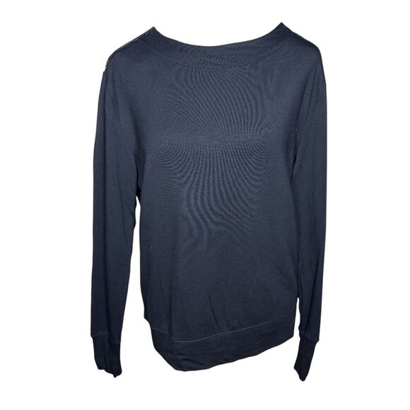 Athleta Studio Zip boatneck long sleeve sweatshirt black medium - Picture 1 of 5
